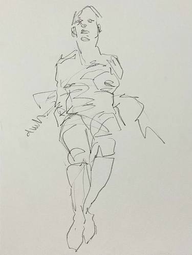 Original Contemporary Nude Drawings by Jane du Brin
