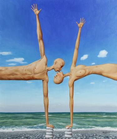 Print of Surrealism Love Paintings by Myriam FEUILLOLEY