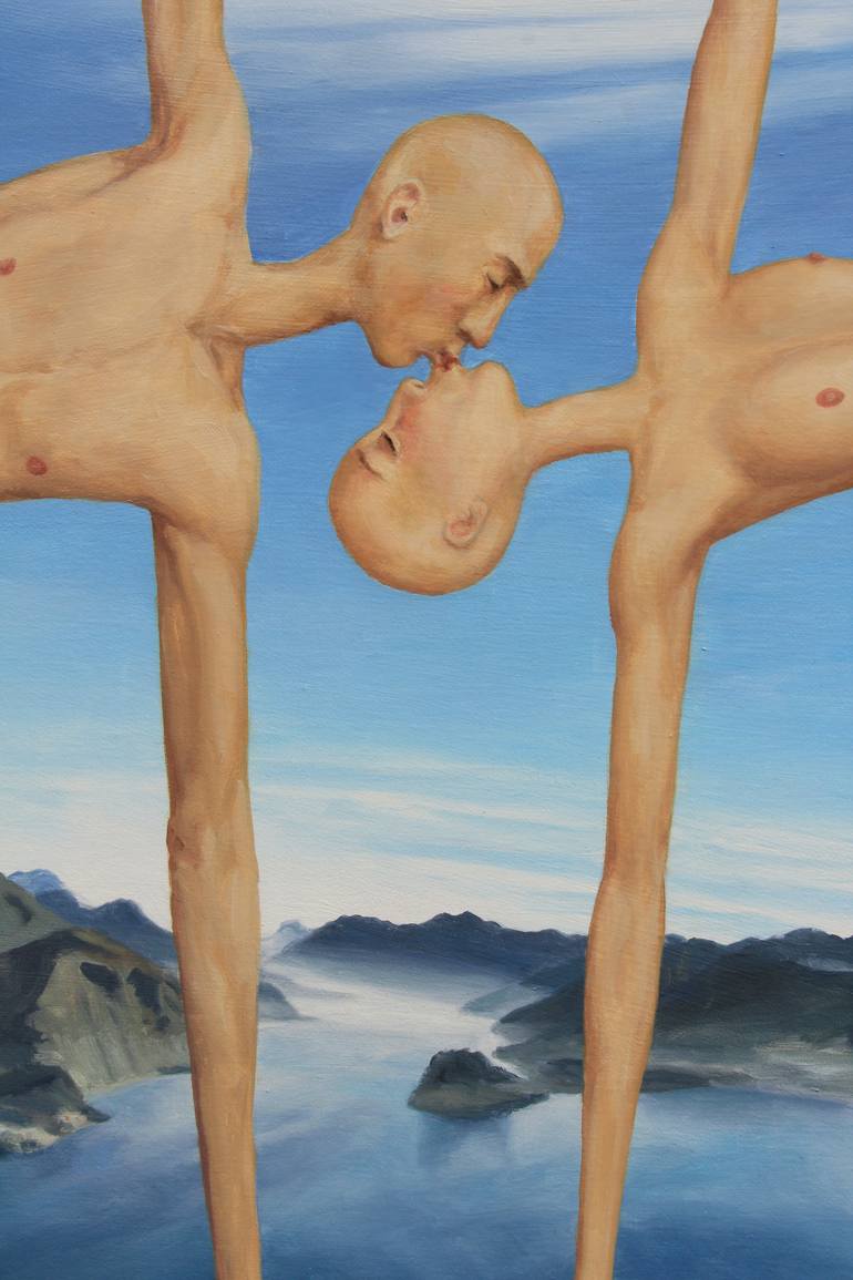 Original Figurative Love Painting by Myriam Feuilloley