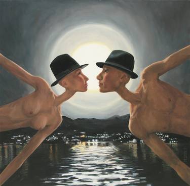 Original Figurative Love Painting by Myriam Feuilloley