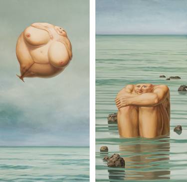 Original Figurative Nude Paintings by Myriam FEUILLOLEY