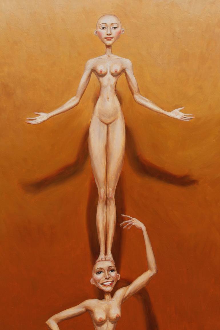 Original Figurative Nude Painting by Myriam FEUILLOLEY