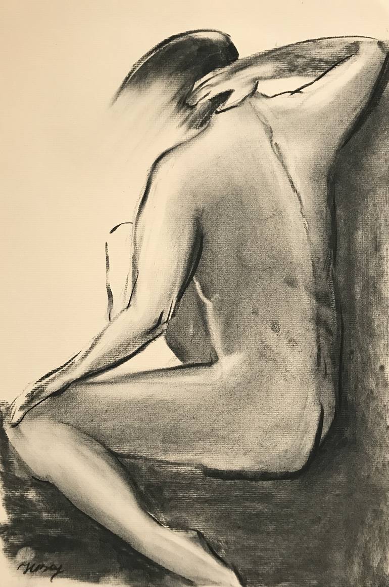 Charcoal nude drawing 090820192 Drawing by Natalya Burgos | Saatchi Art