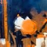 Close-up detail of abstract oil painting