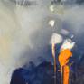 Close-up detail of abstract oil painting