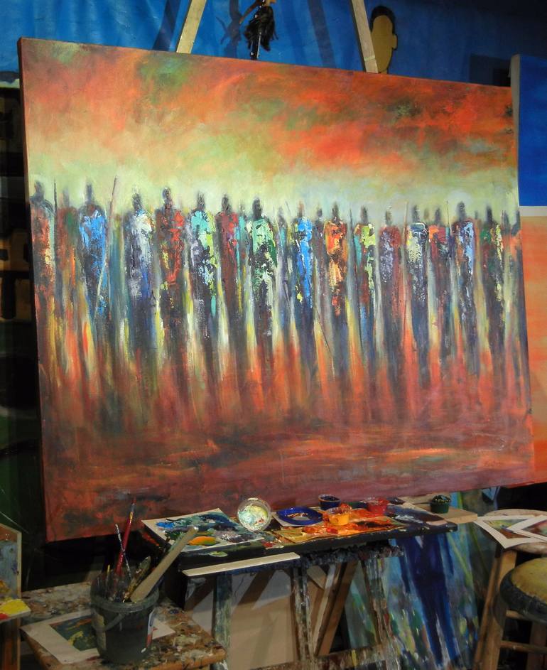 Original Abstract People Painting by Benwill Studio