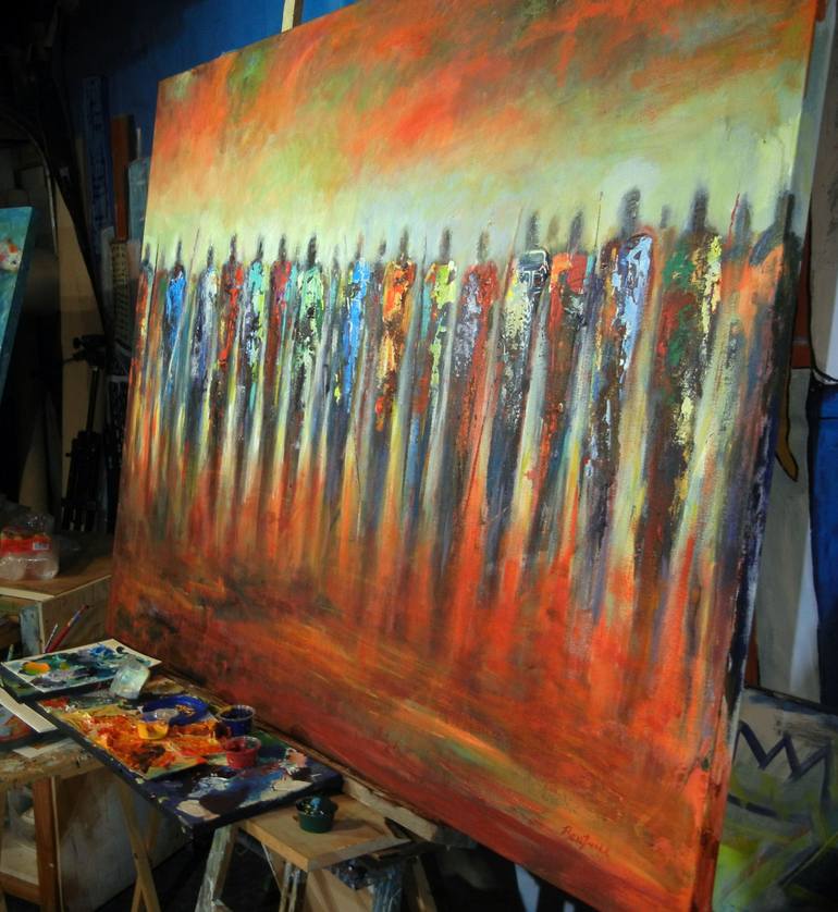 Original Abstract People Painting by Benwill Studio