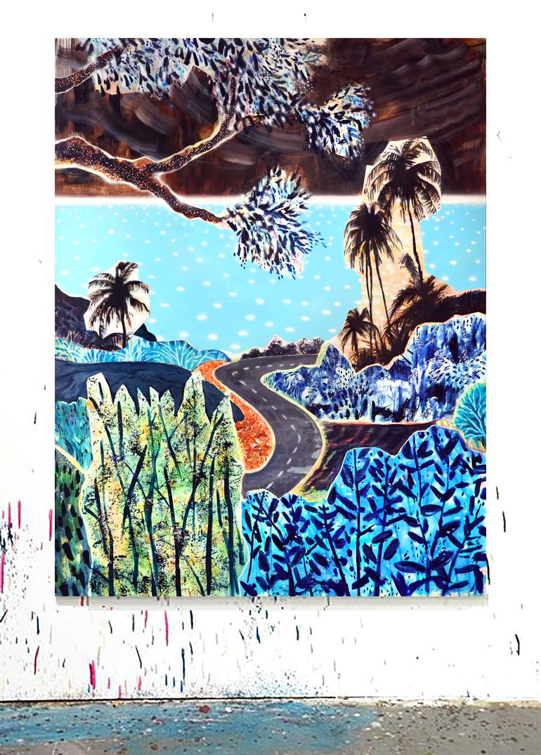 Original Abstract Expressionism Beach Painting by Rudi Cotroneo