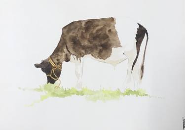 Print of Cows Paintings by Sriram Kuppuswamy