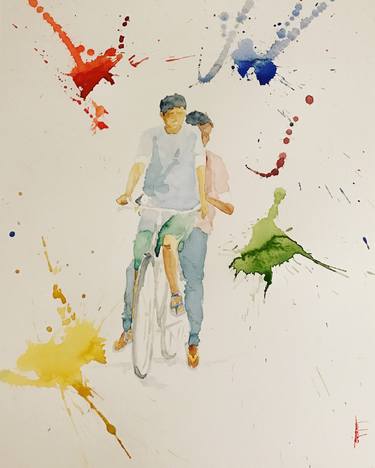 Print of Figurative Bicycle Paintings by Sriram Kuppuswamy