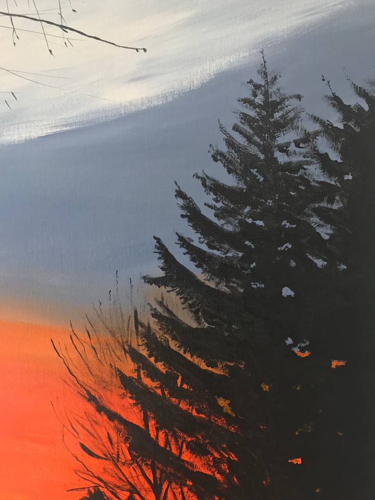 Original Art Deco Landscape Painting by Sriram Kuppuswamy