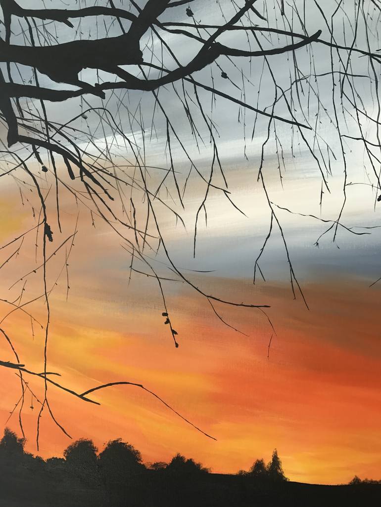 Original Art Deco Landscape Painting by Sriram Kuppuswamy