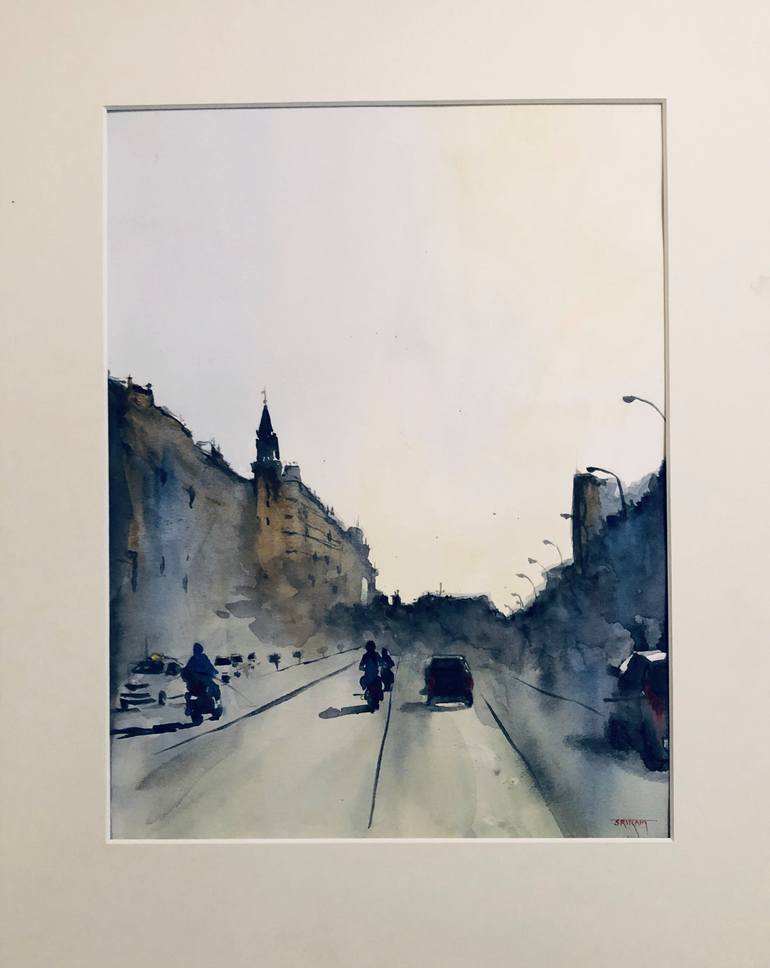Original Illustration Cities Painting by Sriram Kuppuswamy