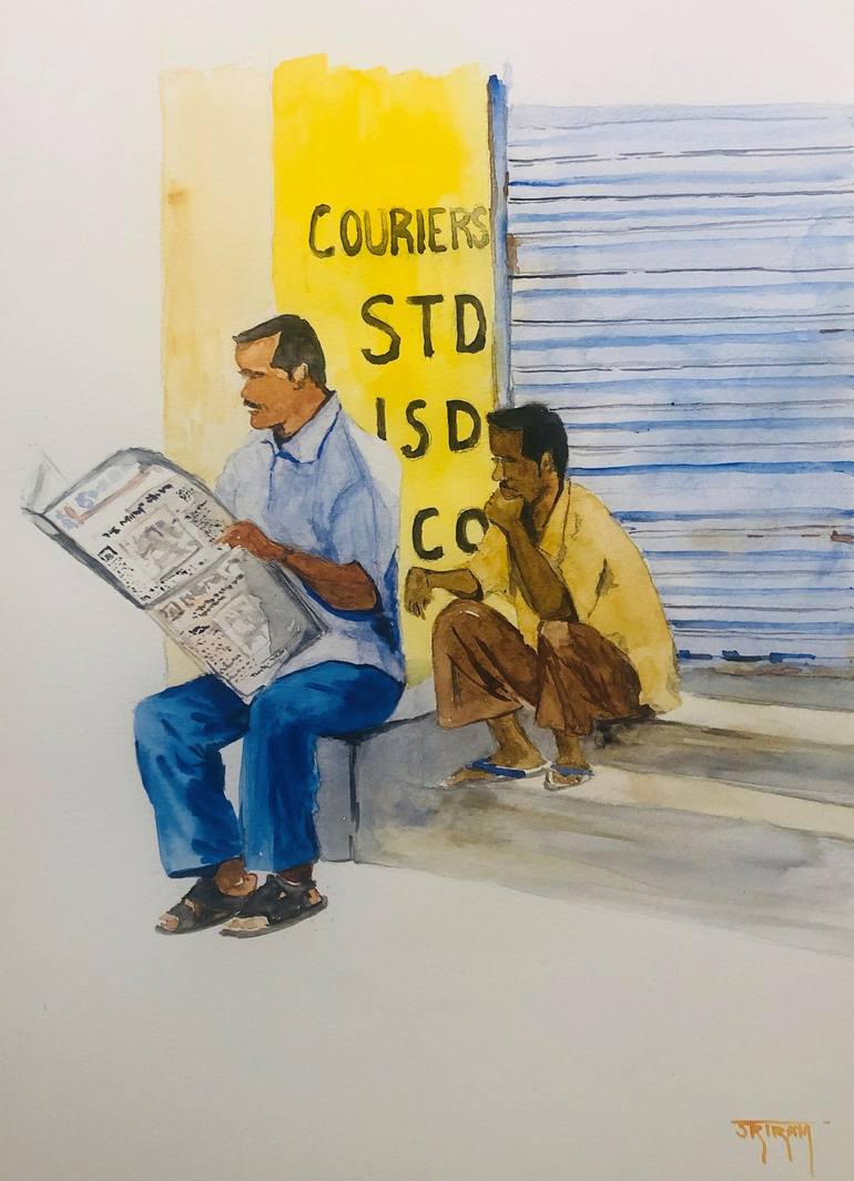 Morning News-1 Painting by Sriram Kuppuswamy | Saatchi Art