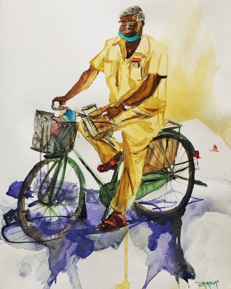 Postman Painting by Sriram Kuppuswamy | Saatchi Art