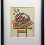 The image size is 7.5" x 9.5". With the mat and frame it is 16" x 12".