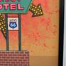 This acrylic painting on wood panel is 20" x 16". Sold framed in a black wood frame, it is 21" x 17" x 1.5" 
I'm inspired by mid-century design and style, vintage, retro, neon, kitsch, Western Americana, Airstreams and dreams of a road trip.