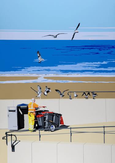 Original Figurative Beach Paintings by Joel Clark