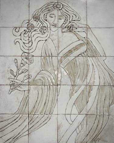 Flora the godess of spring tile relief picture thumb