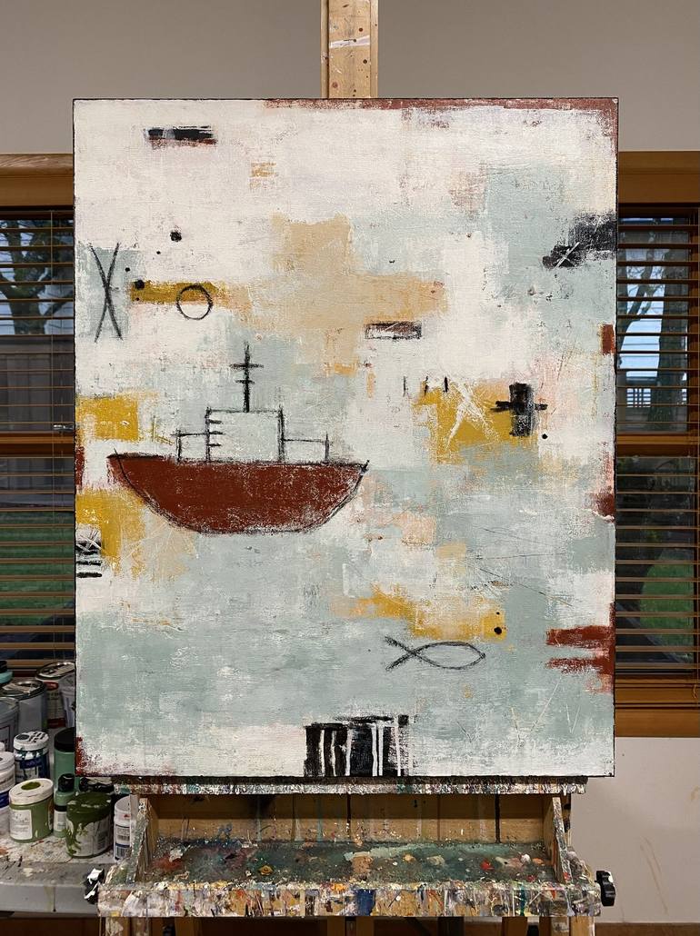 Original Abstract Boat Painting by Shellie Garber