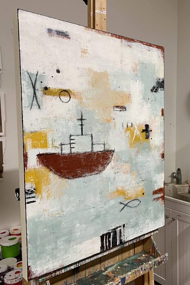 Original Abstract Boat Painting by Shellie Garber