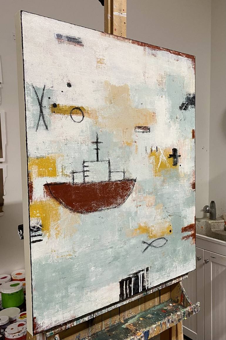 Original Boat Painting by Shellie Garber