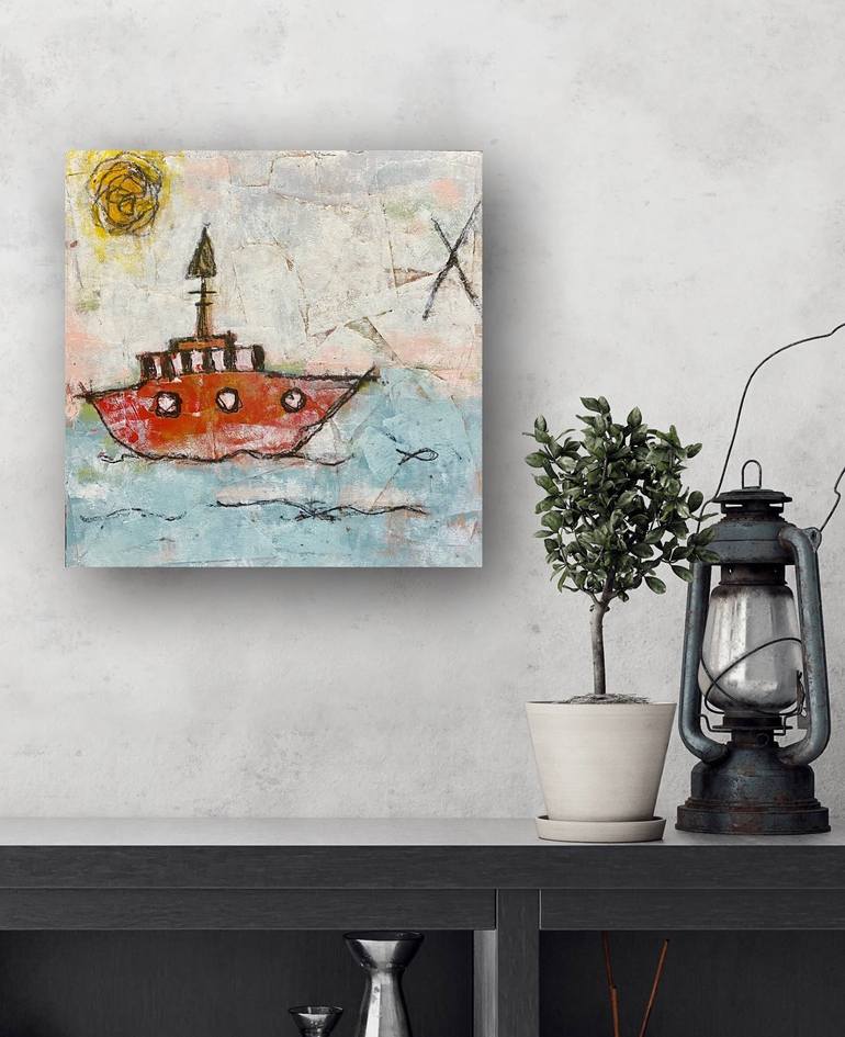 Original Boat Painting by Shellie Garber