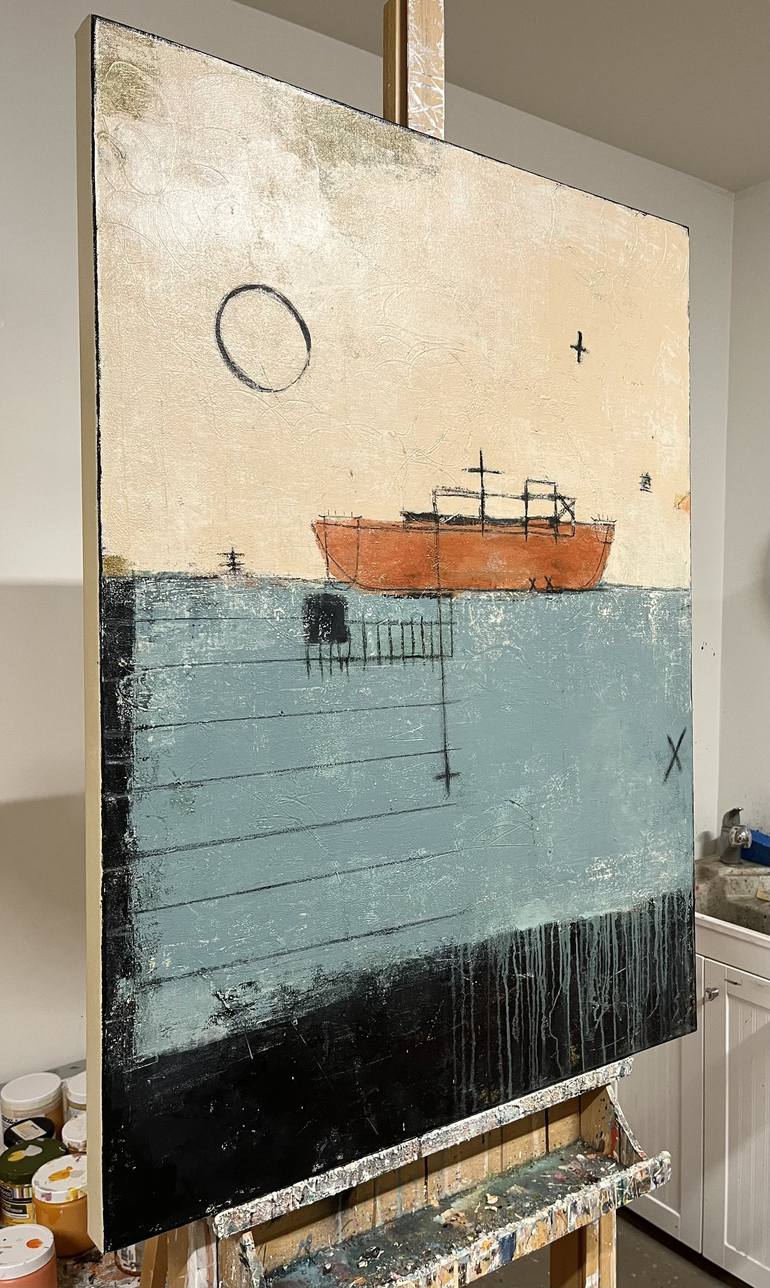 Original Boat Painting by Shellie Garber