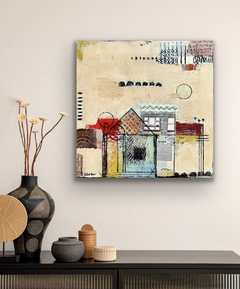 Original Abstract Architecture Mixed Media by Shellie Garber