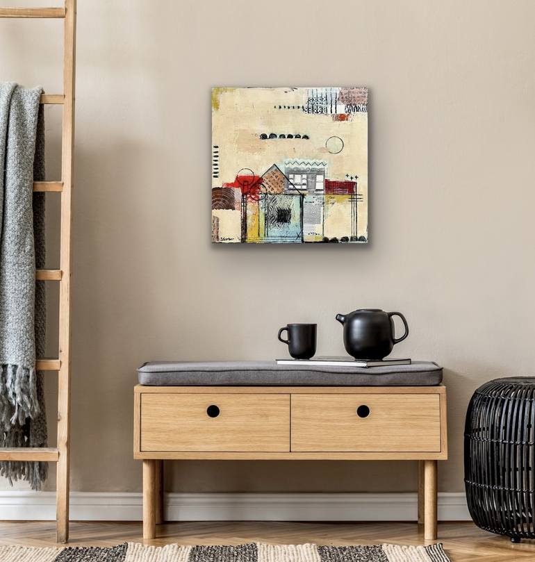 Original Abstract Architecture Mixed Media by Shellie Garber
