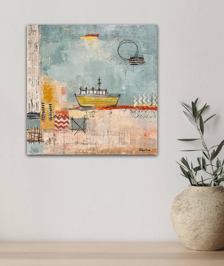 Original Boat Painting by Shellie Garber