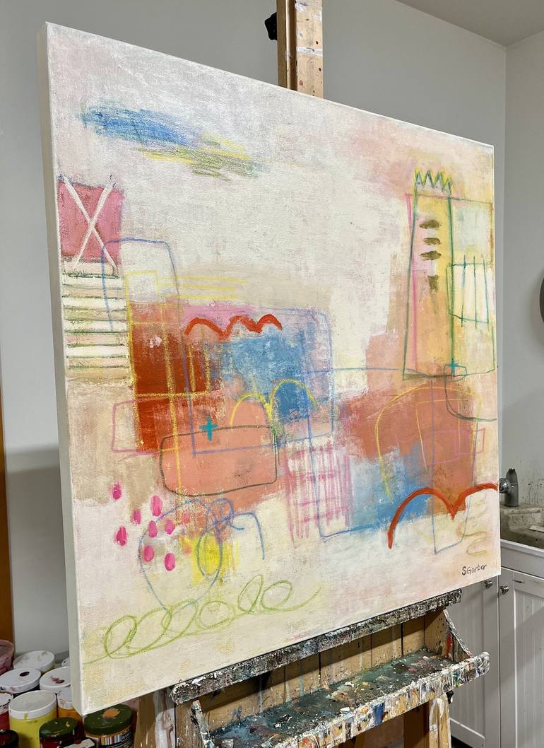 Original Abstract Cities Painting by Shellie Garber