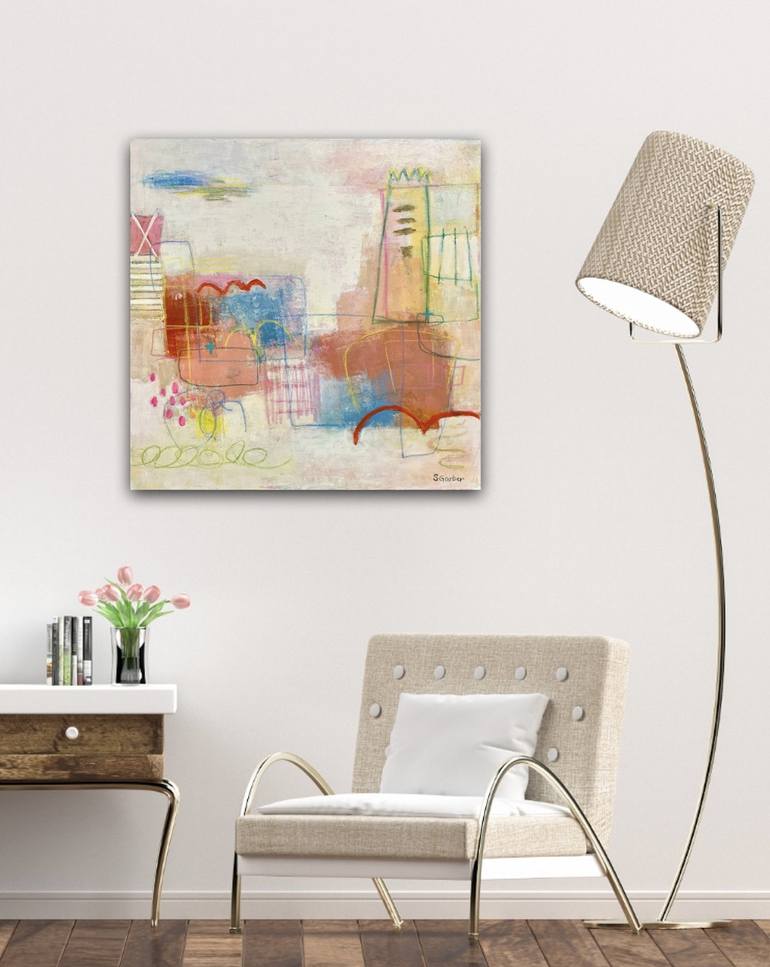 Original Abstract Cities Painting by Shellie Garber