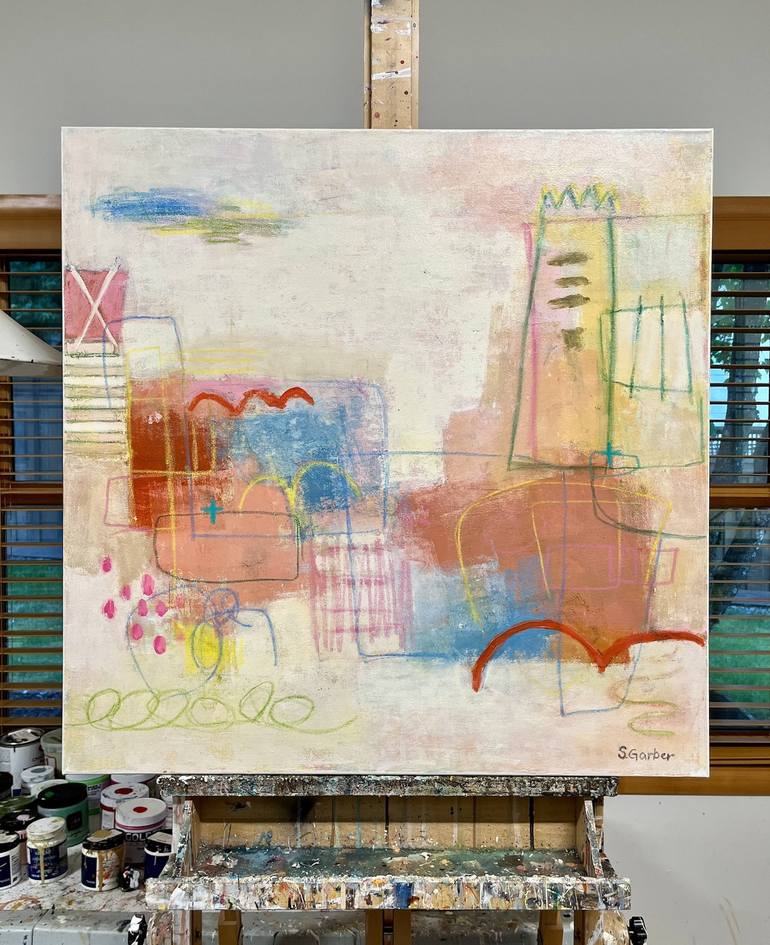 Original Abstract Cities Painting by Shellie Garber