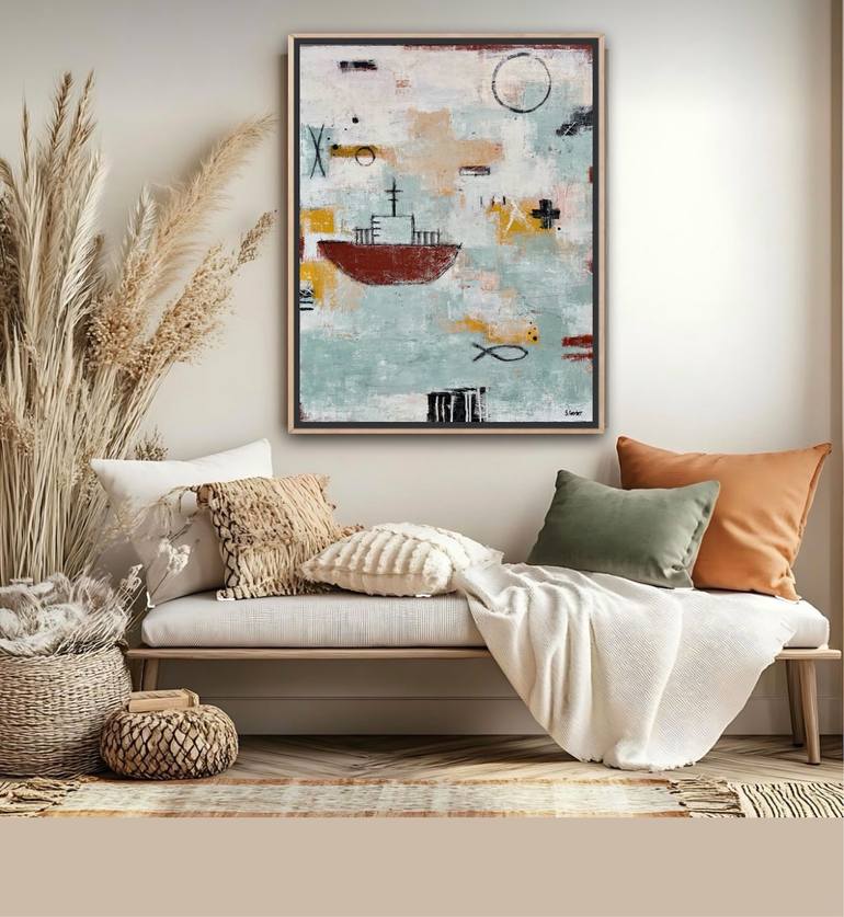 Original Abstract Boat Painting by Shellie Garber