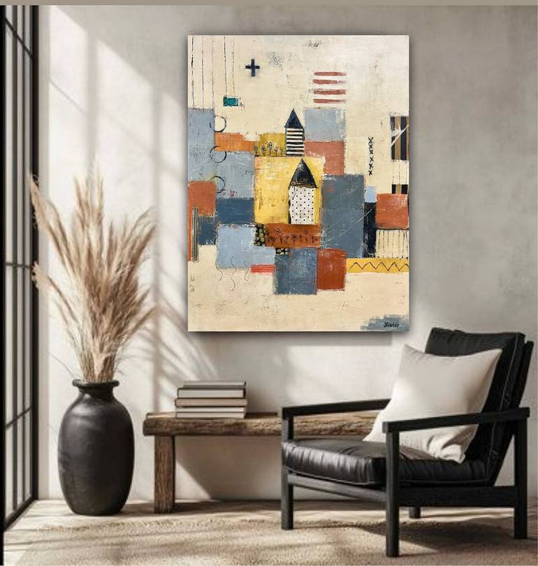 Original Abstract Architecture Mixed Media by Shellie Garber