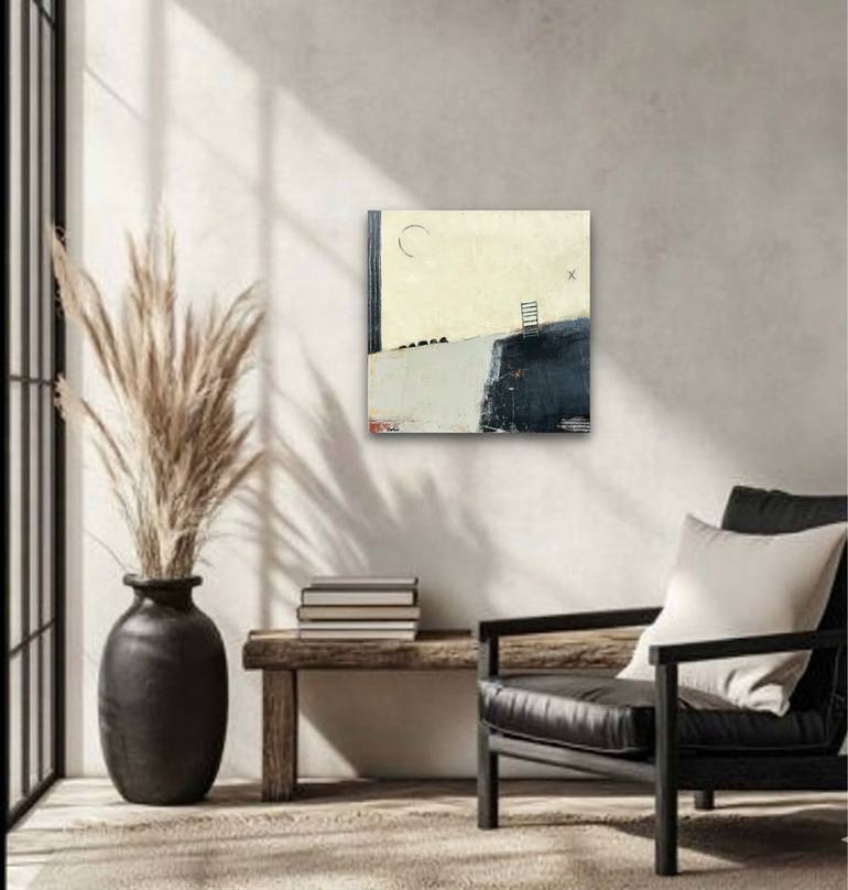 Original Black & White Abstract Mixed Media by Shellie Garber