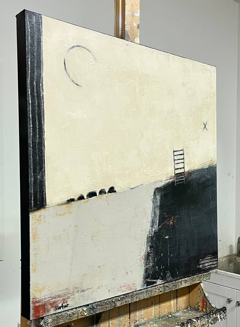 Original Black & White Abstract Mixed Media by Shellie Garber