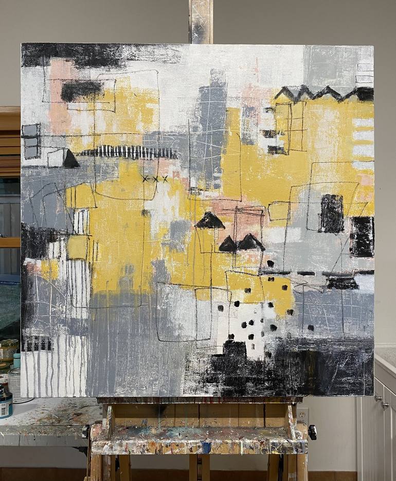 Original Abstract Cities Painting by Shellie Garber