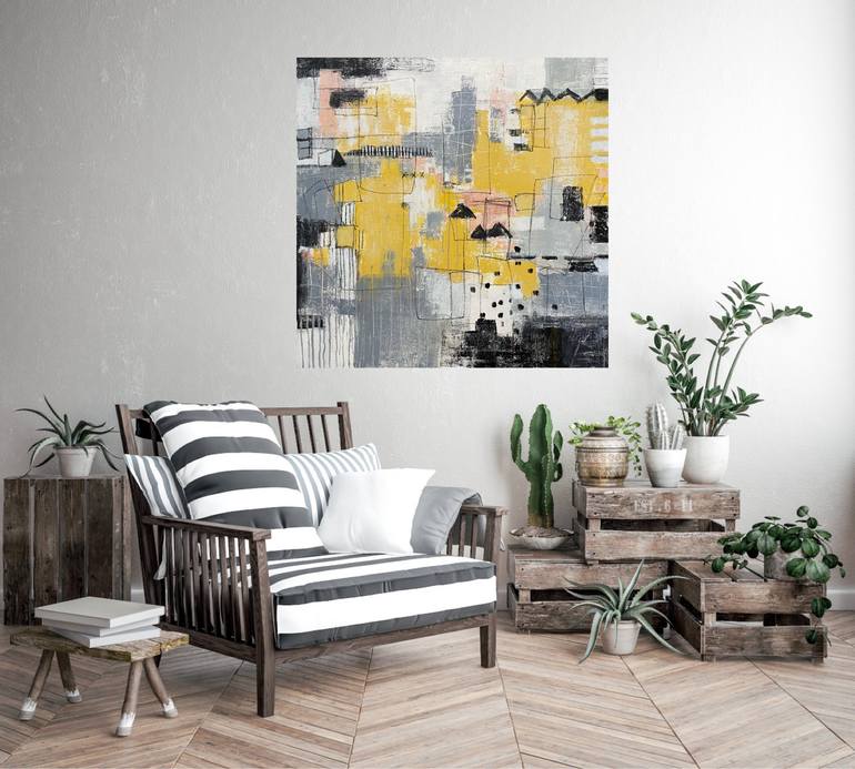 Original Abstract Cities Painting by Shellie Garber