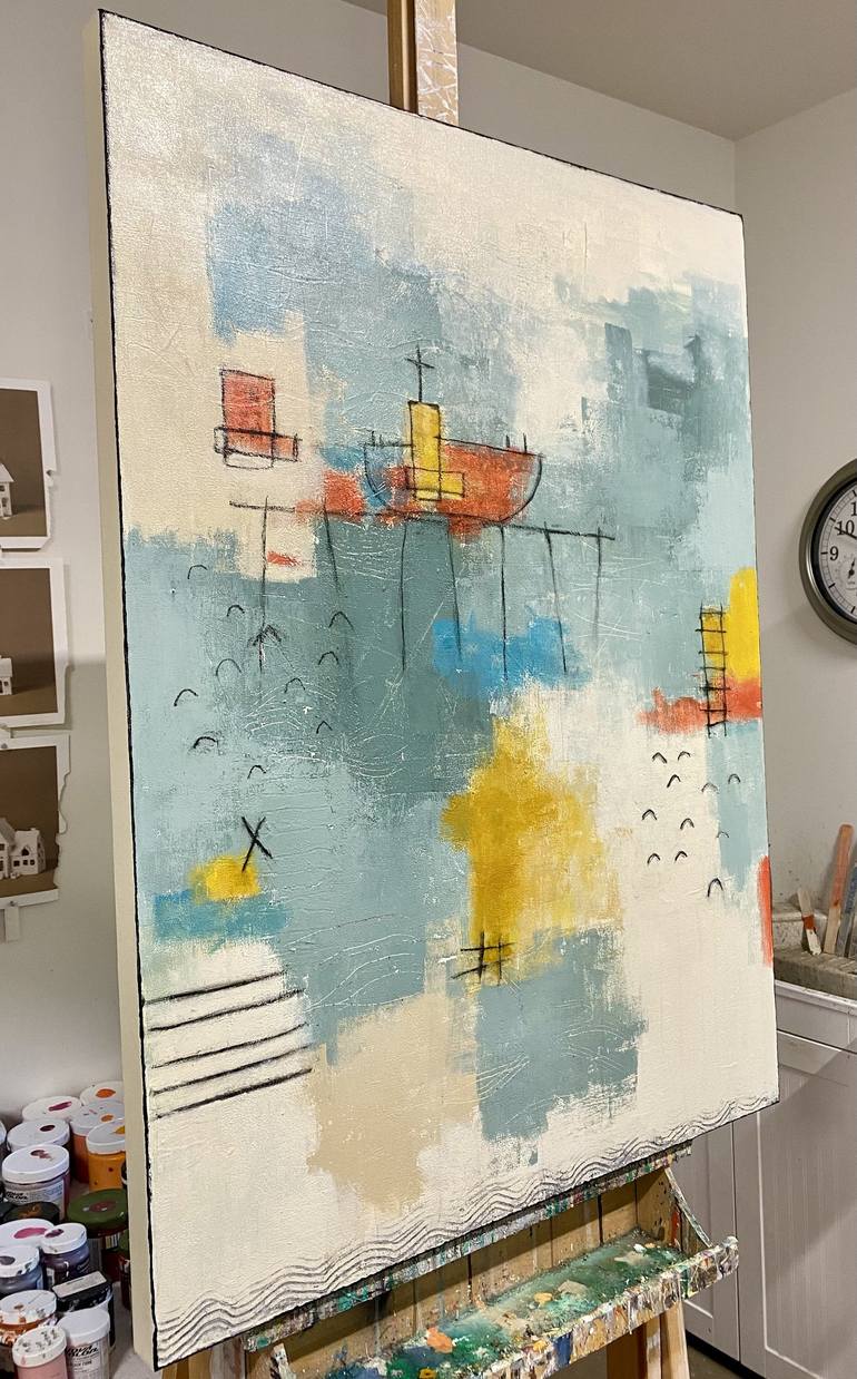 Original Abstract Boat Painting by Shellie Garber