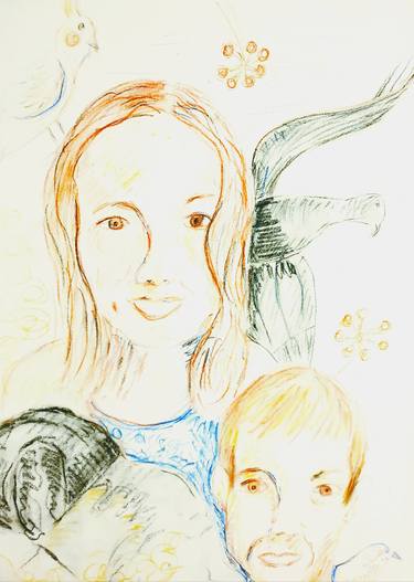 Print of Expressionism Family Drawings by Cate Hayes
