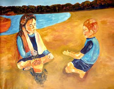 Original Impressionism Children Painting by Cate Hayes