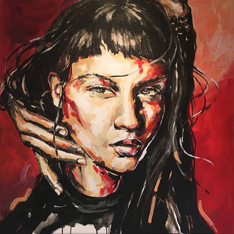 Big Red Girl Painting by Radka Přibyslavská Saatchi Art