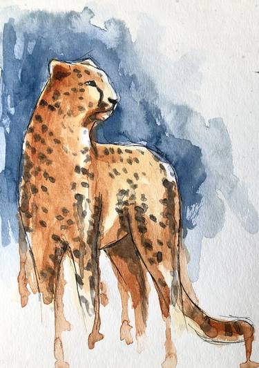 Watercolor Leopard Big Cat Animal Illustration Stock Illustration