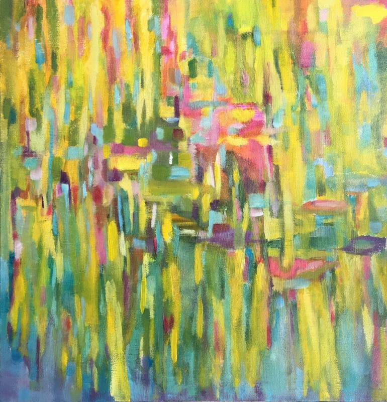 Original Abstract Painting by Christiane Kingsley Abstract Expressionism Art on Canvas Reflections on Summer Pond
