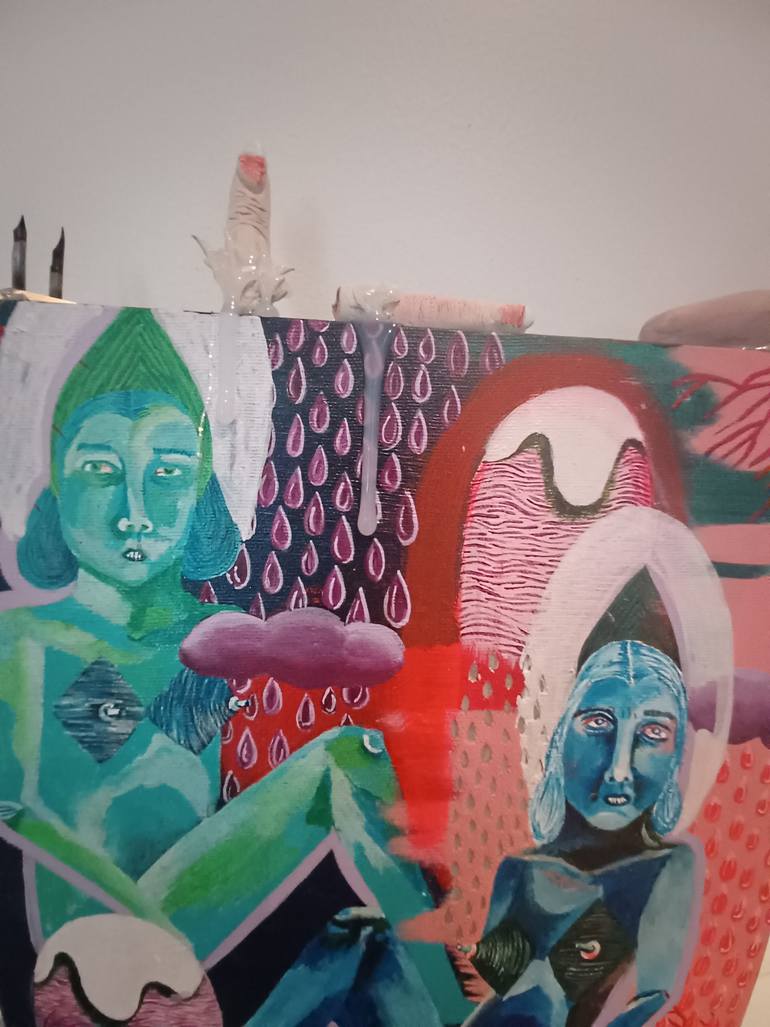 Original Dada People Painting by Alexandra Sebag