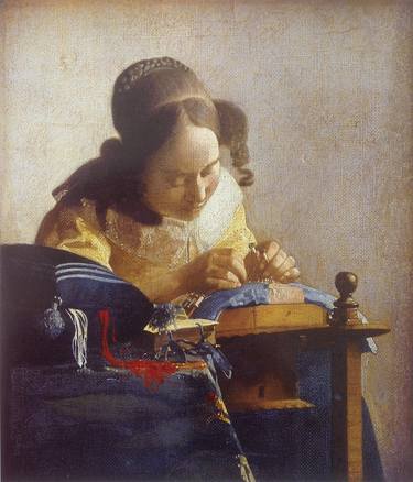 The Lacemaker Johannes Vermeer thumb