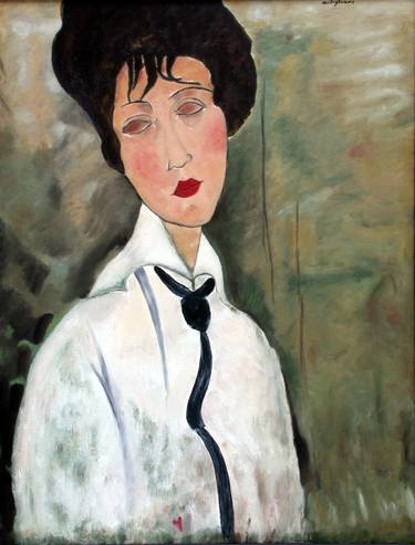 Saatchi Art Artist Claude GUILLEMET; Painting, “WOMAN WITH A BLACK TIE  after Modigliani” #art
