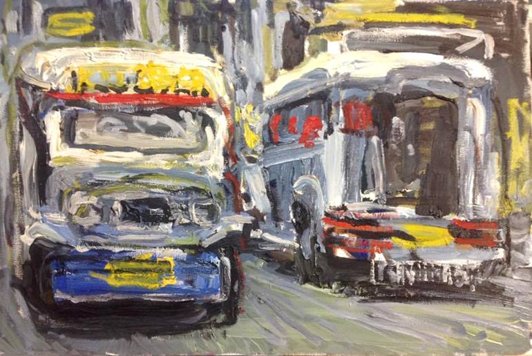 Buses Painting by Kamil Kozub | Saatchi Art